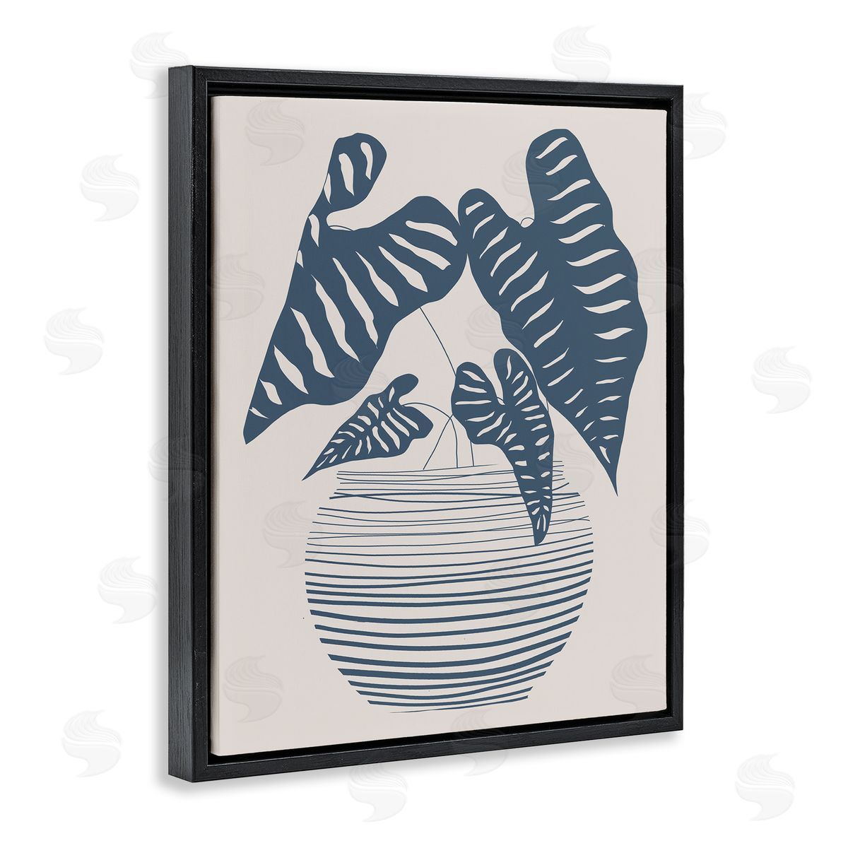 Daniela Santiago Potted House Plant Modern Shapes Pattern Black Floating Frame Canvas Wall Art Print