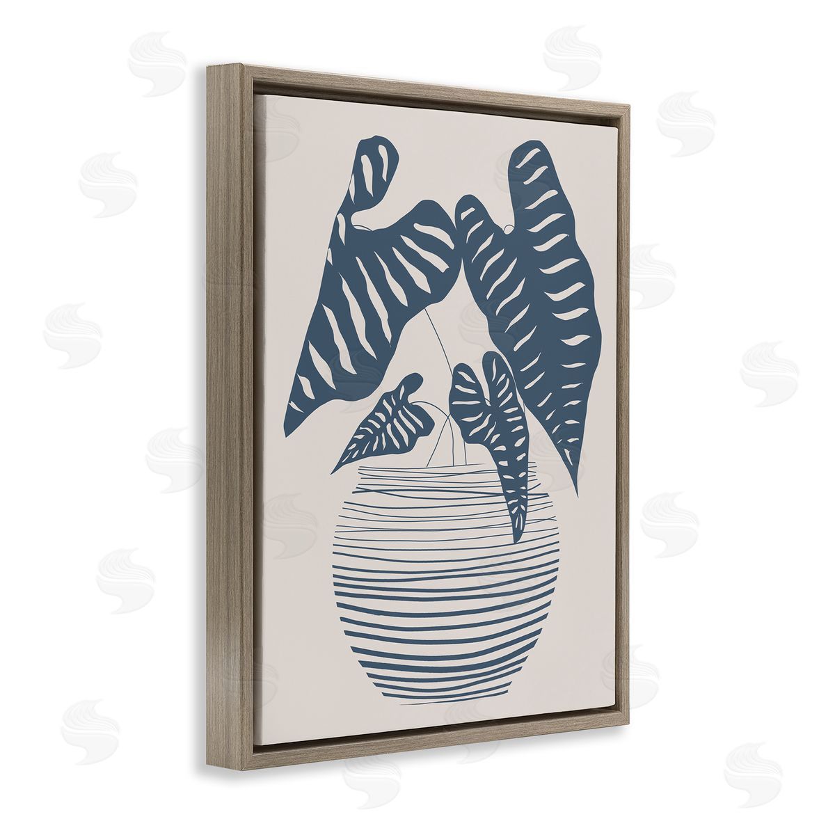 Daniela Santiago Potted House Plant Modern Shapes Pattern Brown Floating Frame Canvas Wall Art Print