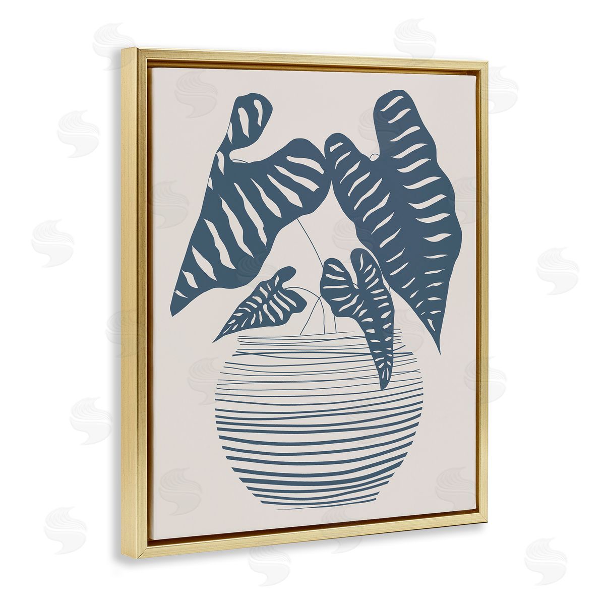 Daniela Santiago Potted House Plant Modern Shapes Pattern Gold Floating Frame Canvas Wall Art Print