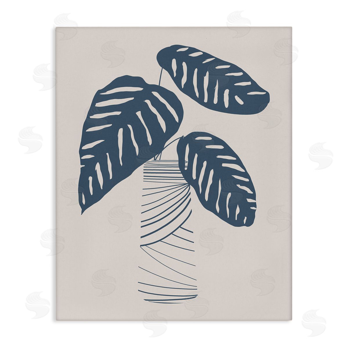 Daniela Santiago Contemporary Plant Leaves Abstract Stripe Shapes Stretched Canvas Wall Art Print