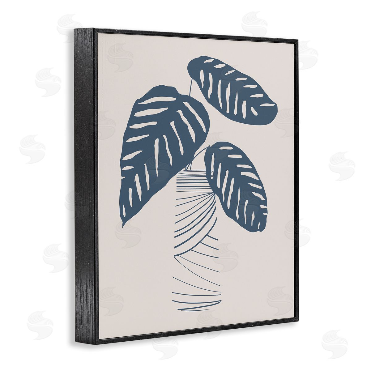 Daniela Santiago Contemporary Plant Leaves Abstract Stripe Shapes Black Framed Giclee Wall Art Print
