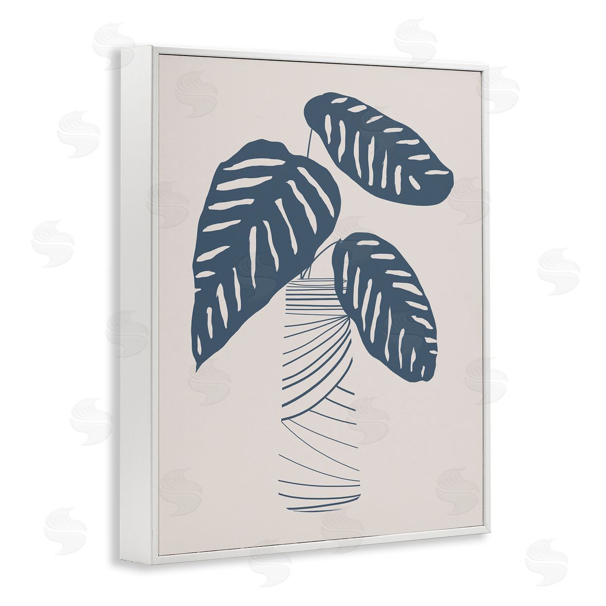 Daniela Santiago Contemporary Plant Leaves Abstract Stripe Shapes White Framed Giclee Wall Art Print