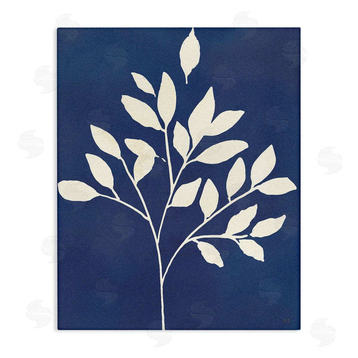 Susan Jill Modern Leaf Sprig Botanical Abstract Stencil Shape Stretched Canvas Wall Art Print