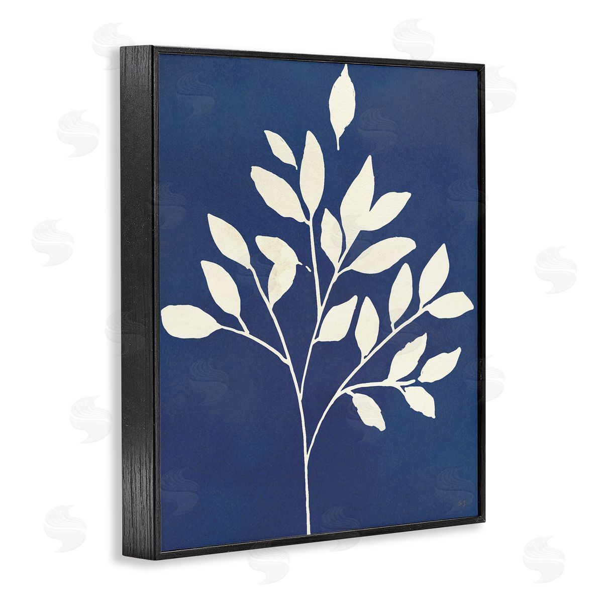 Susan Jill Modern Leaf Sprig Botanical Abstract Stencil Shape Black Framed Giclee Wall Art Print