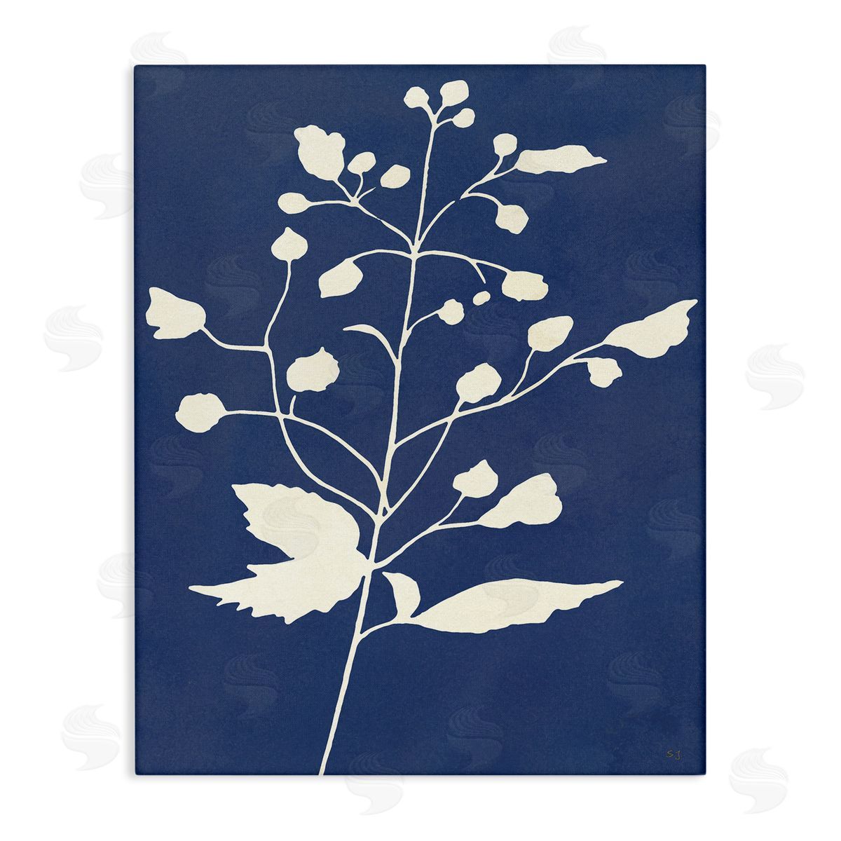 Susan Jill Contemporary Botanical Sprig Shape Abstract Plant Leaves Stretched Canvas Wall Art Print