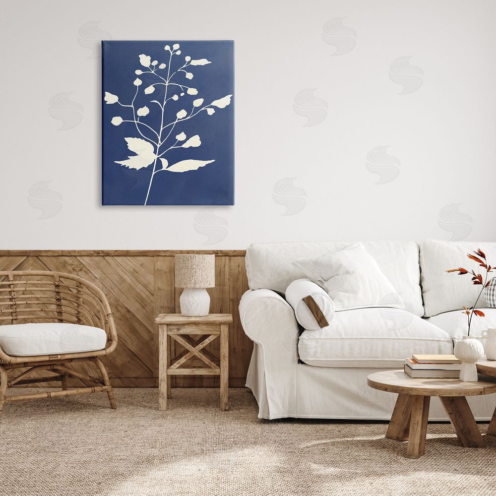 Susan Jill Contemporary Botanical Sprig Shape Abstract Plant Leaves Canvas Wall Art Print in Room