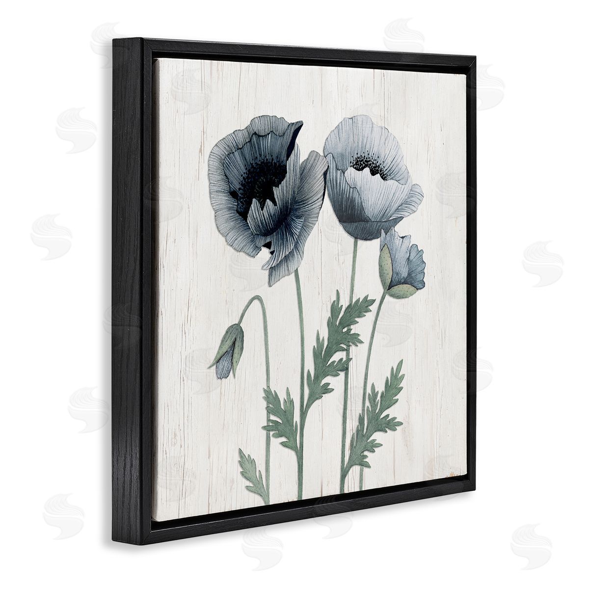 Kourtni Gunn Spring Poppy Blossoms Budding Flowers Rustic Design Black Floating Frame Canvas Wall Art Print