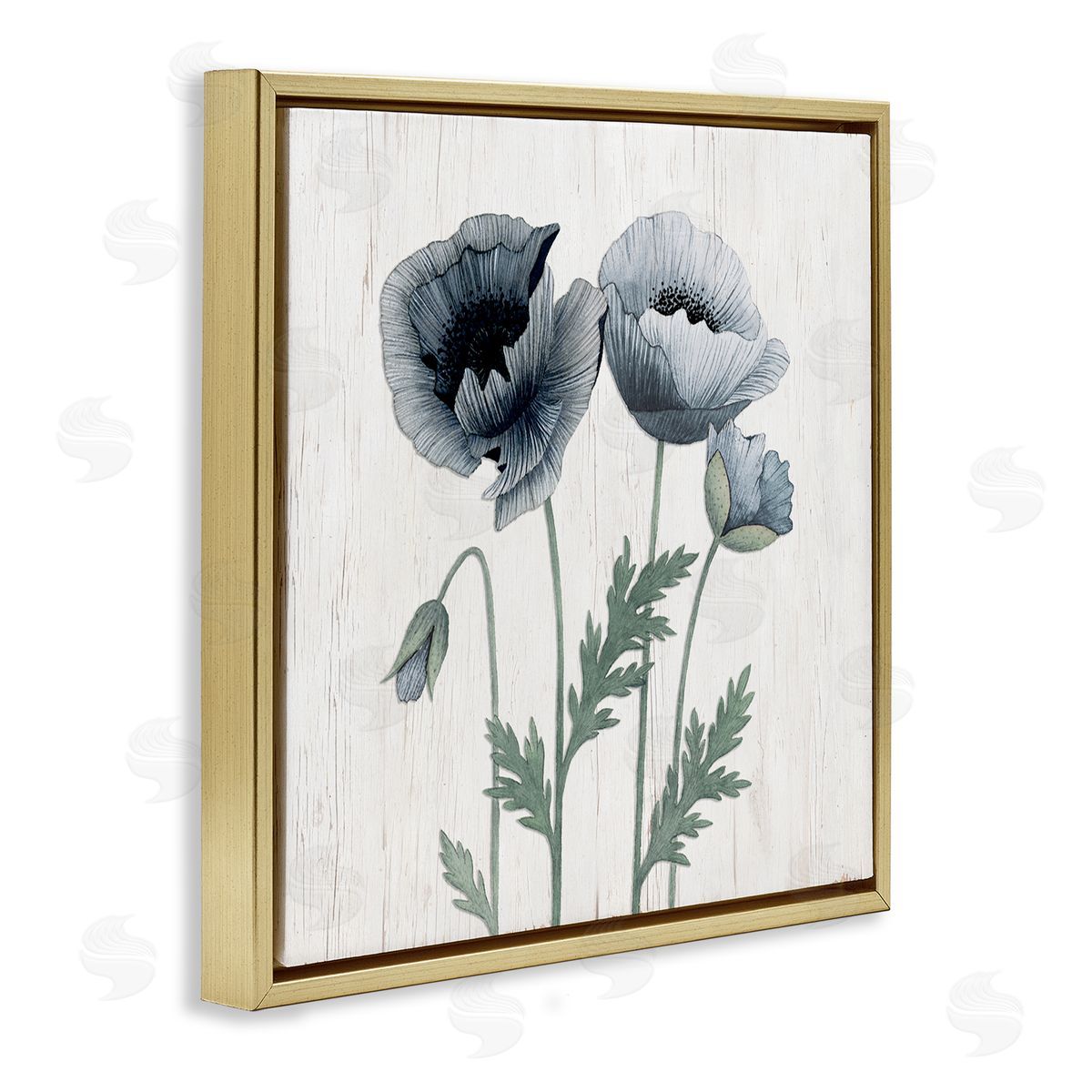 Kourtni Gunn Spring Poppy Blossoms Budding Flowers Rustic Design Gold Floating Frame Canvas Wall Art Print
