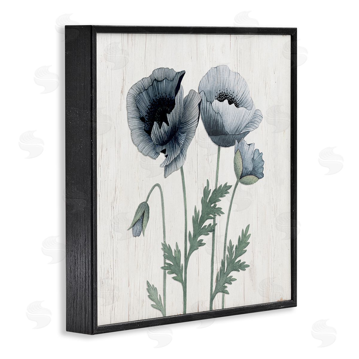 Kourtni Gunn Spring Poppy Blossoms Budding Flowers Rustic Design Black Framed Glicee Wall Art Print