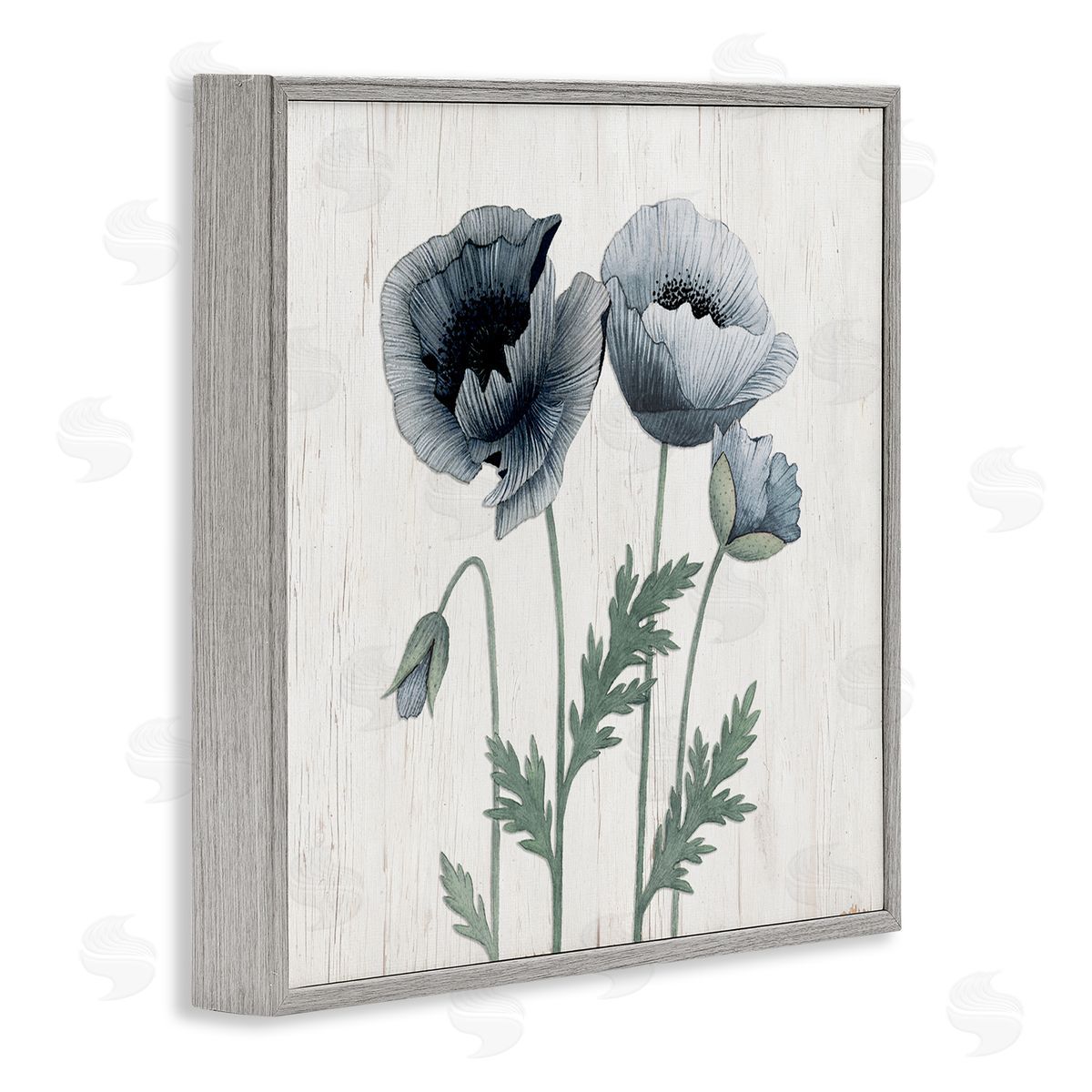 Kourtni Gunn Spring Poppy Blossoms Budding Flowers Rustic Design Gray Framed Glicee Wall Art Print