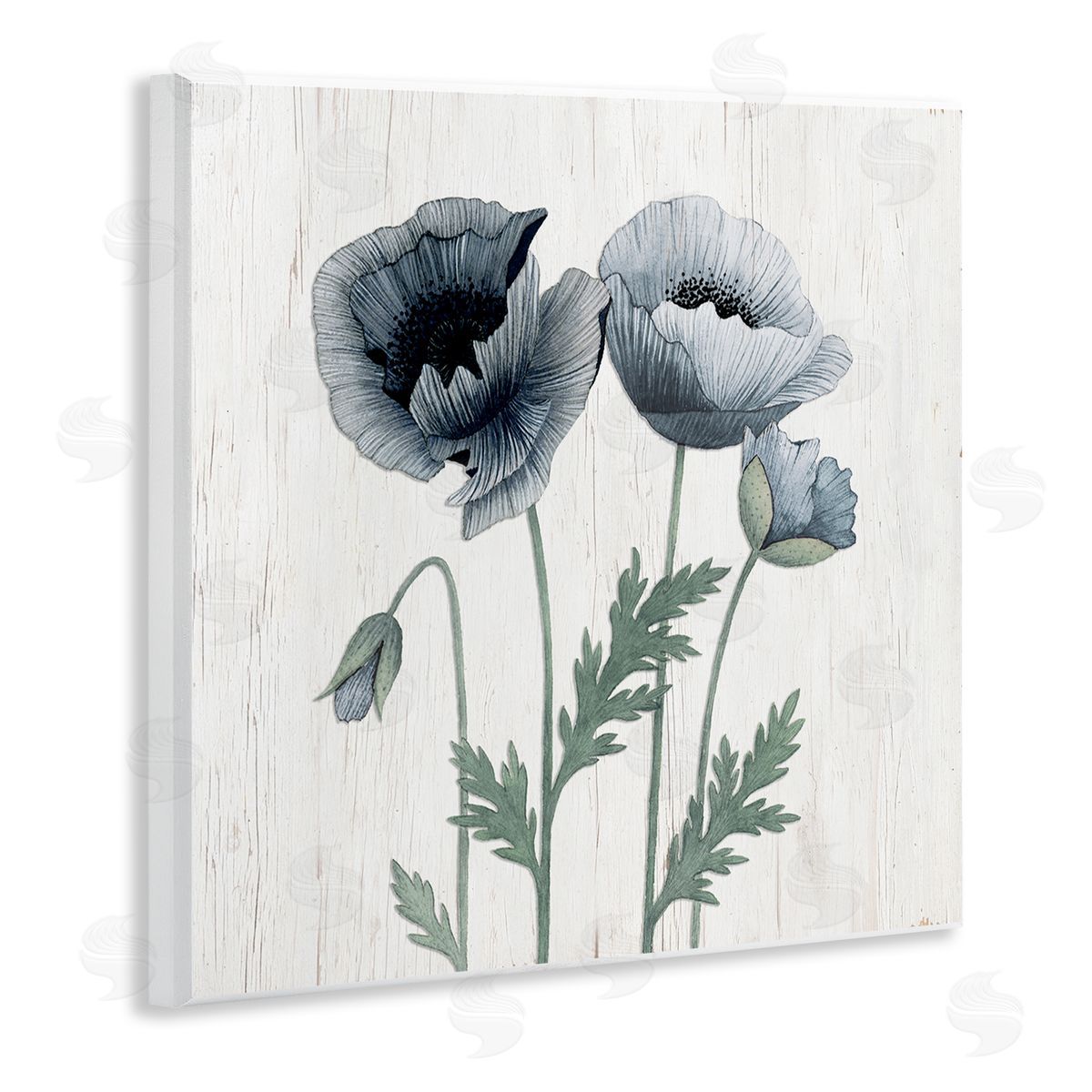 Kourtni Gunn Spring Poppy Blossoms Budding Flowers Rustic Design Wooden Wall Plaque Art Print