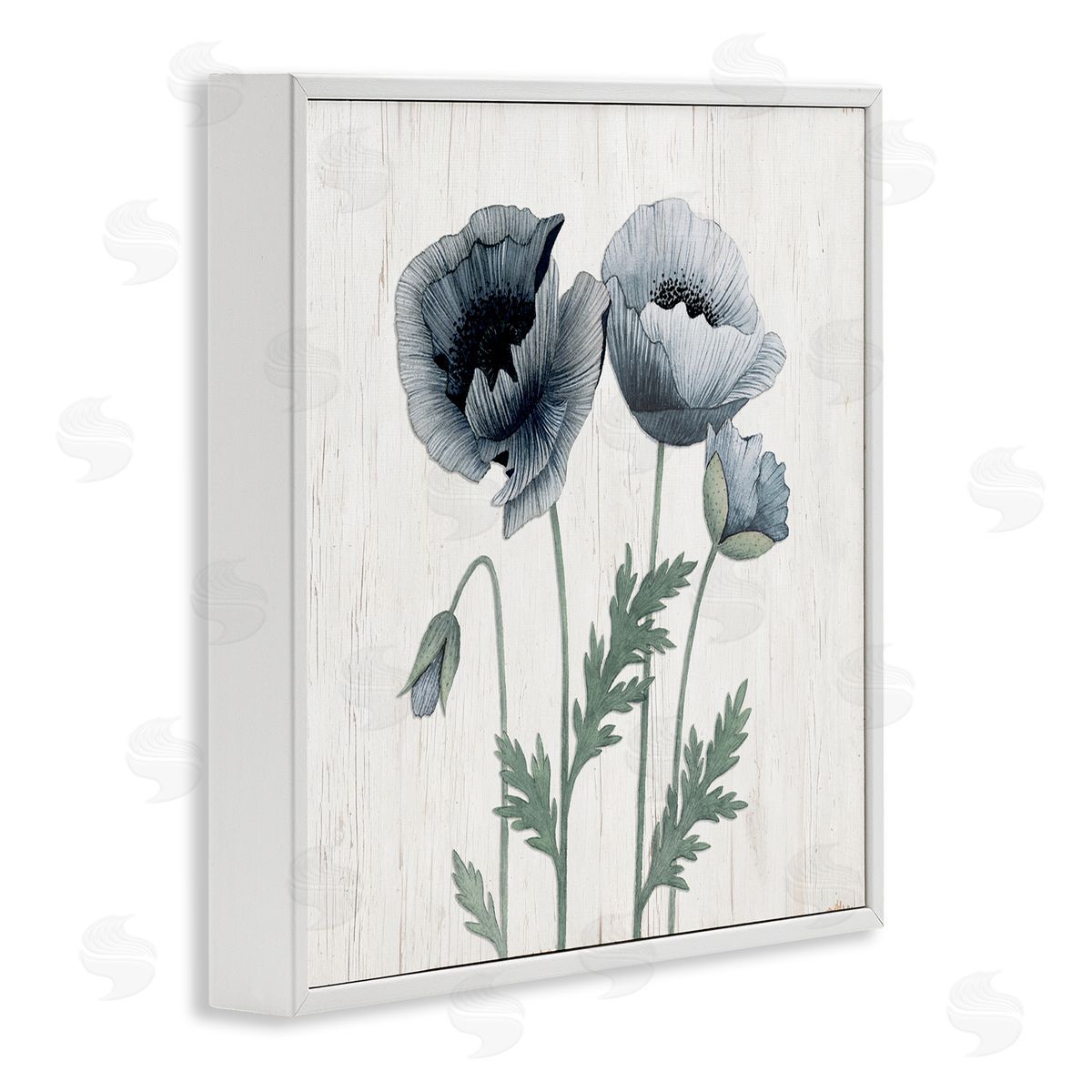 Kourtni Gunn Spring Poppy Blossoms Budding Flowers Rustic Design White Framed Glicee Wall Art Print