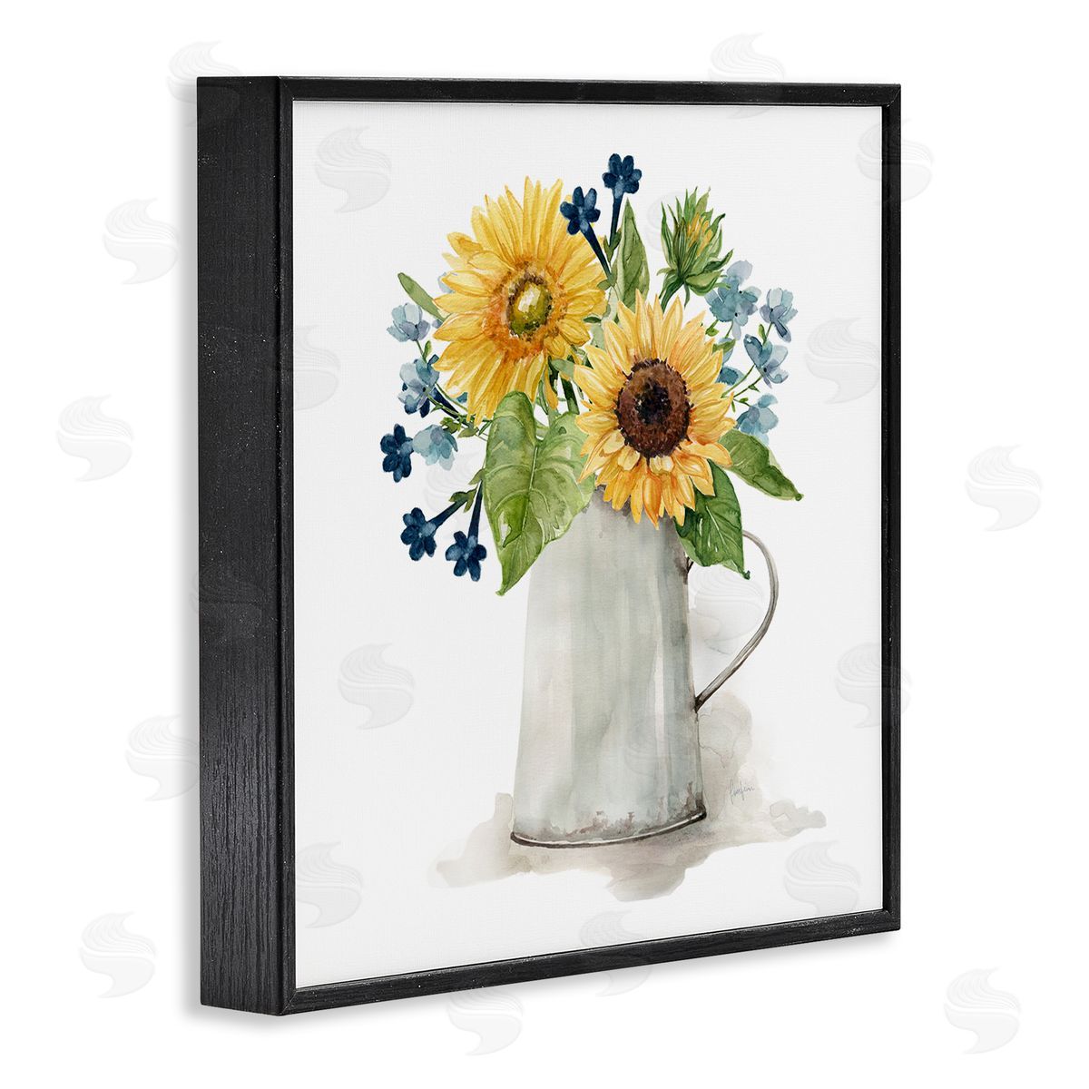 Livi Finn Vivid Summer Blooms Rustic Country Jug Vase Black Framed Glicee Wall Art Print