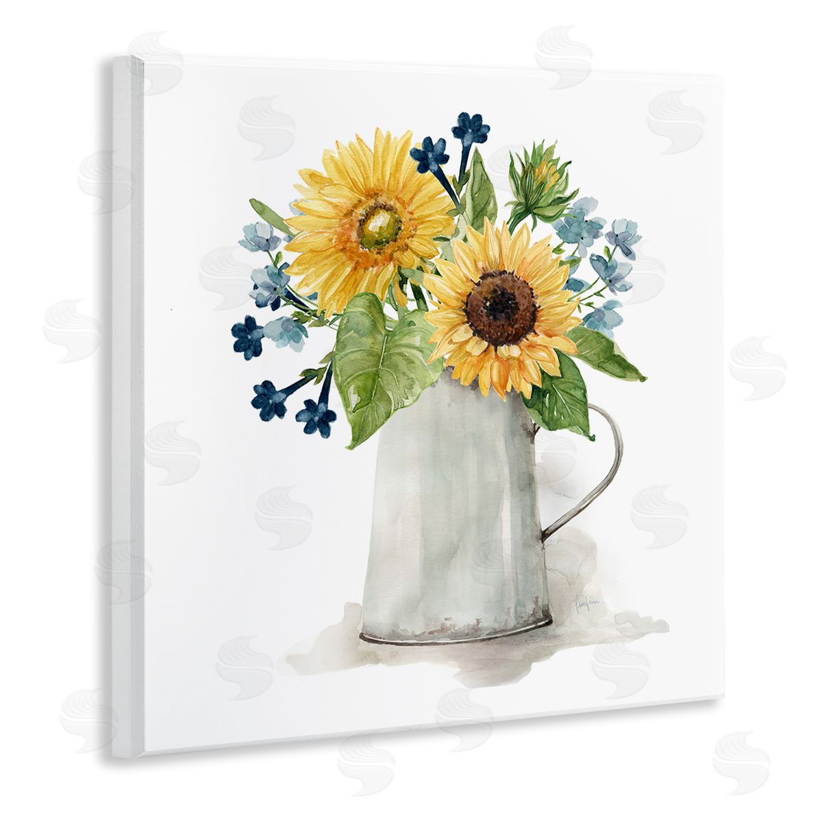 Livi Finn Vivid Summer Blooms Rustic Country Jug Vase Wooden Wall Plaque Art Print