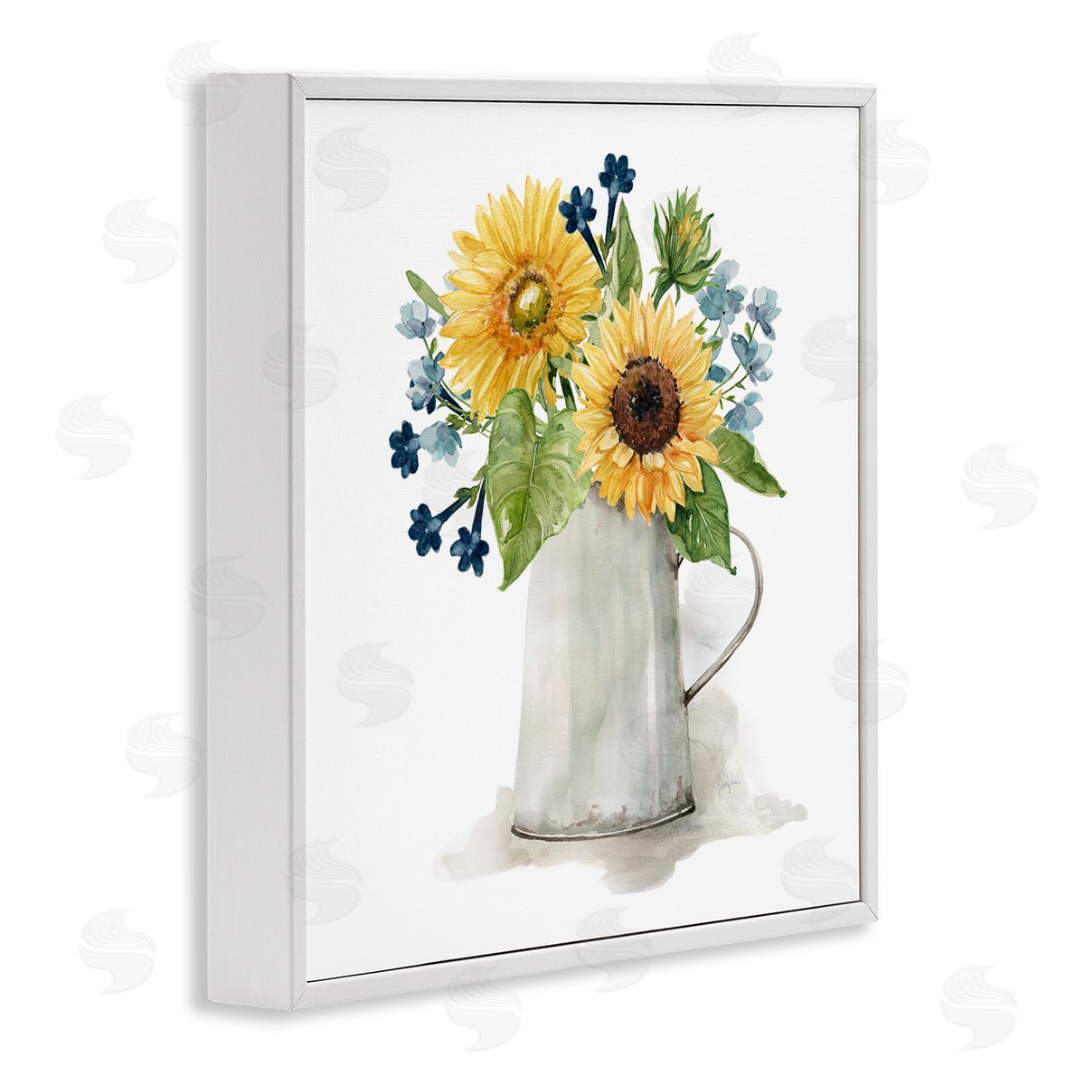 Livi Finn Vivid Summer Blooms Rustic Country Jug Vase White Framed Glicee Wall Art Print