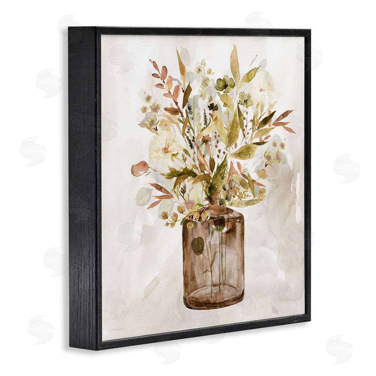 Earthy Mixed Fall Botanicals Black Frame Print Wall Art, Home Decor by Carol Robinson