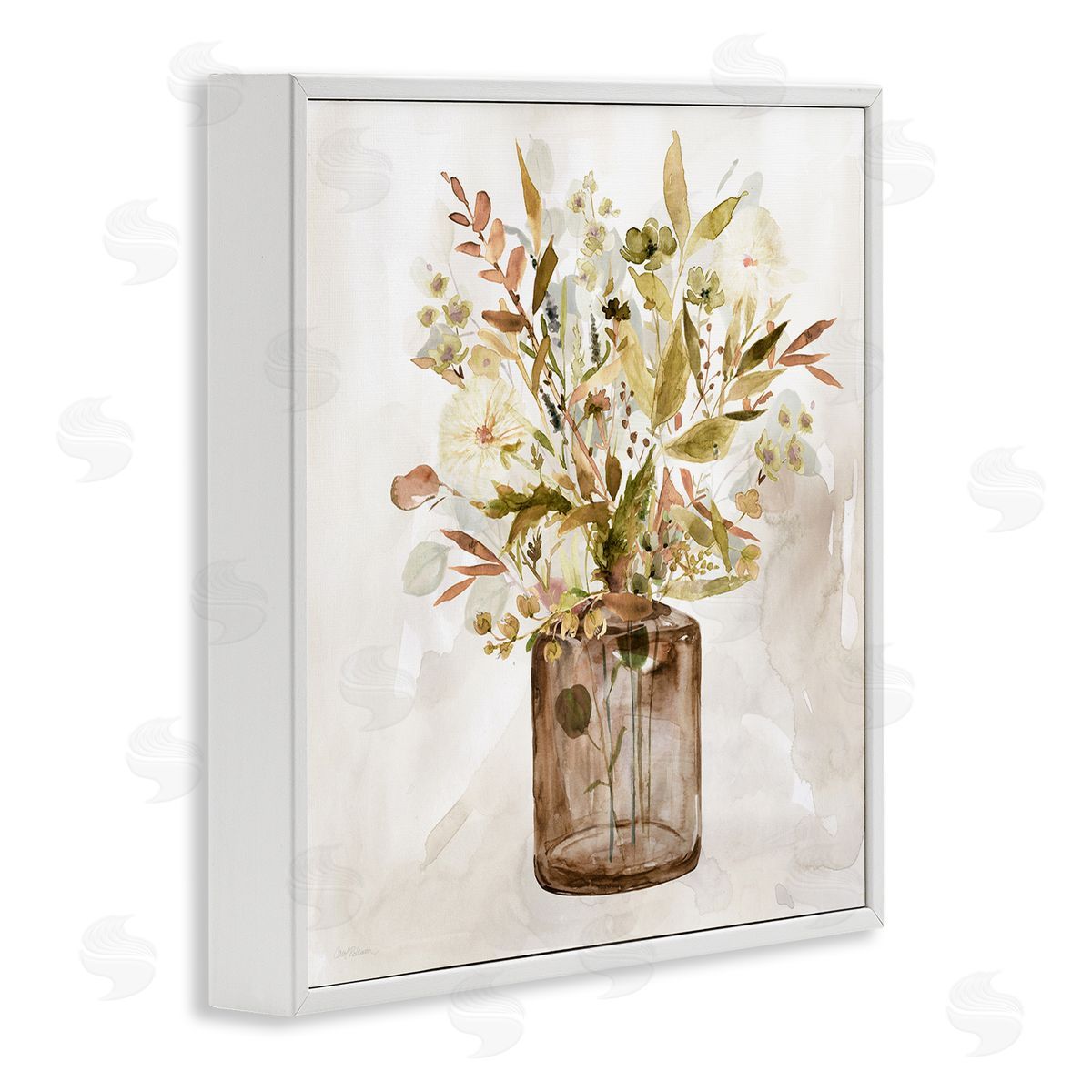 Earthy Mixed Fall Botanicals White Frame Print Wall Art, Home Decor by Carol Robinson
