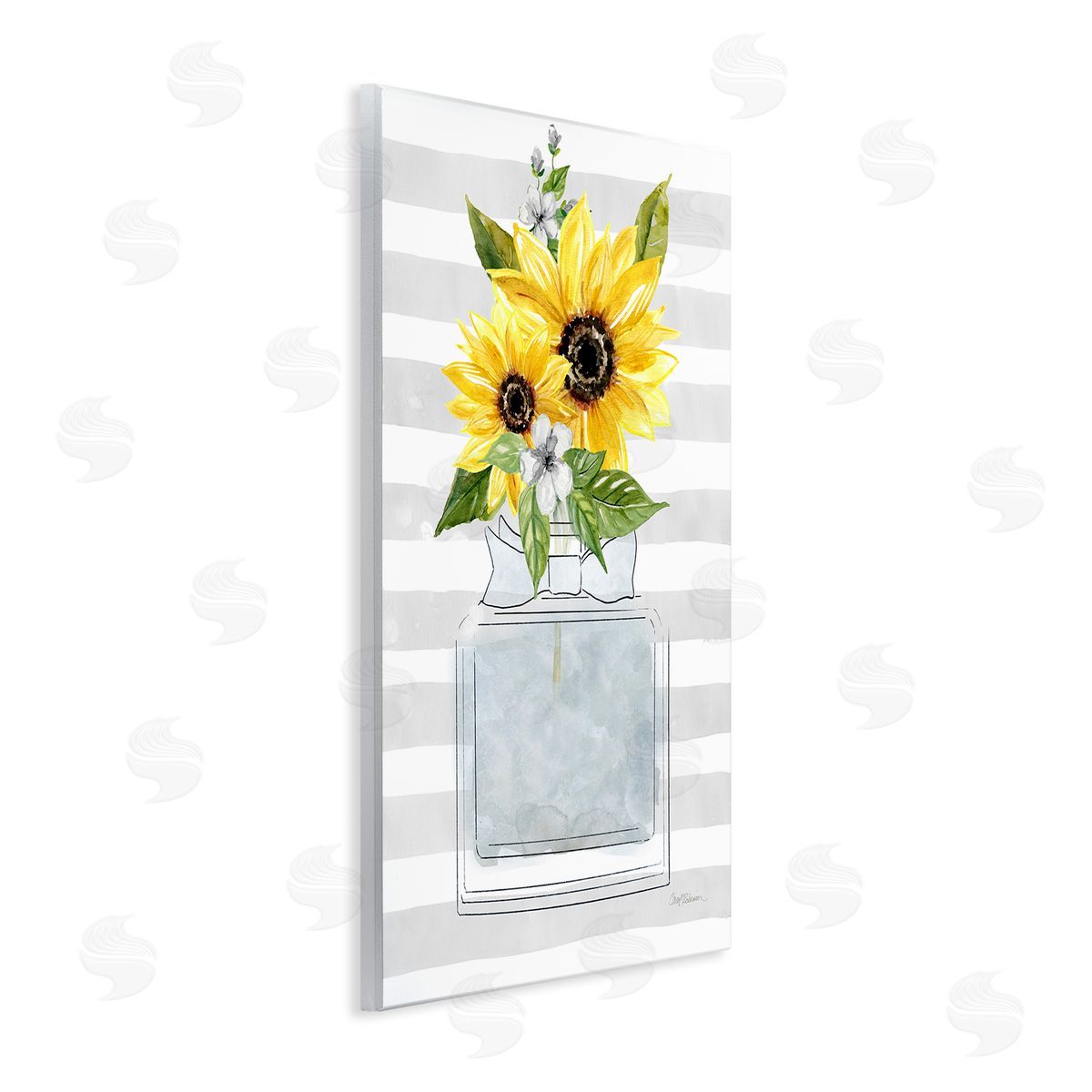 Carol Robinson Vivid Floral Arrangement Glam Perfume Bottle Stripes Wall Plaque Art Print