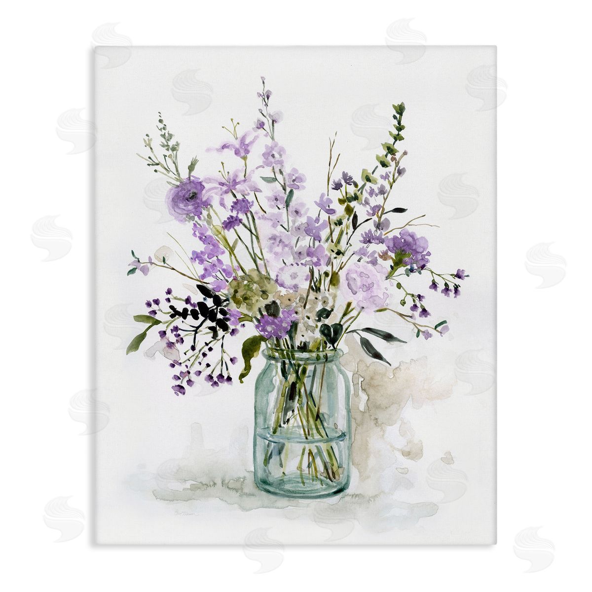 Traditional Mixed Purple Botanicals Canvas Wall Art, Home Decor by Carol Robinson