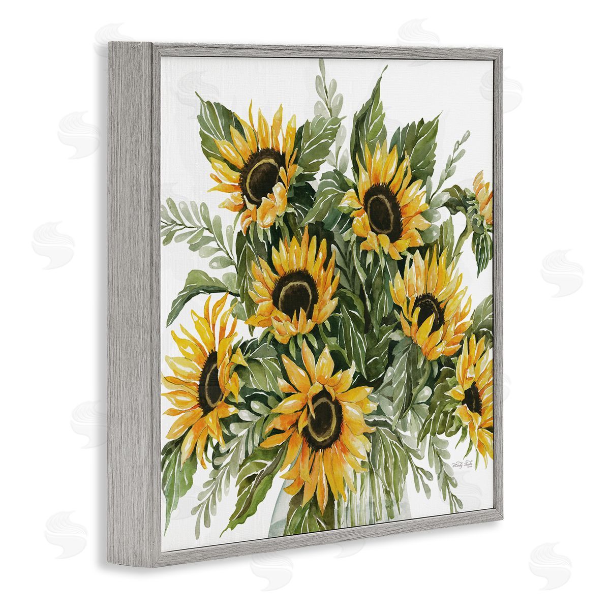 Cindy Jacobs Bold Sunflower Bunches Floral Country Blossom Bouquet Gray Framed Glicee Wall Art Print
