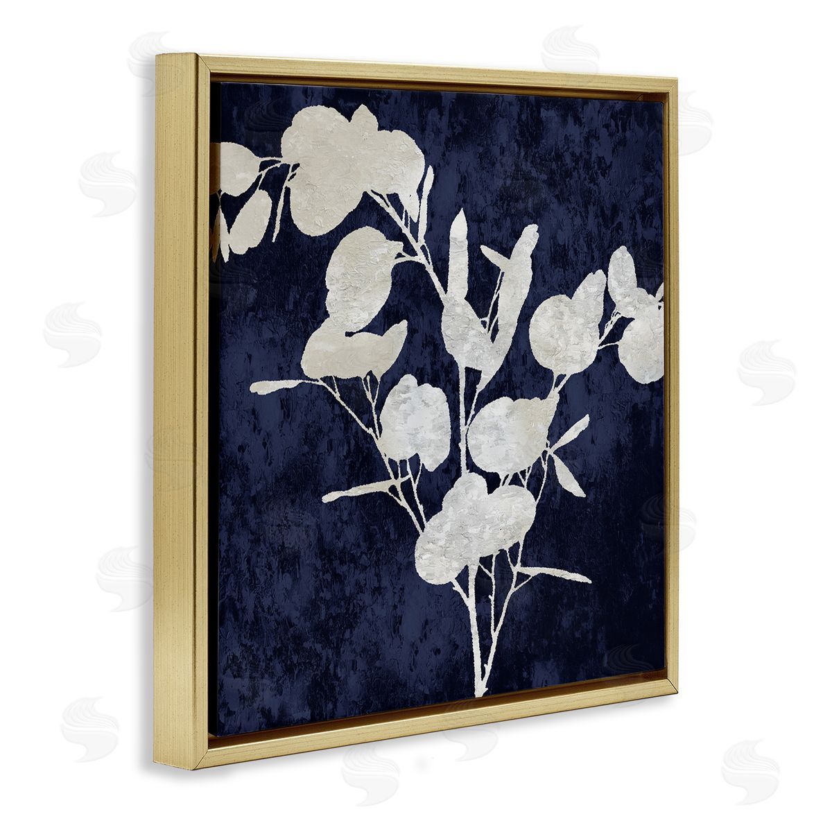 Danielle Carson Abstract Plant Leaves Modern Botanical Shapes Gold Floating Frame Canvas Wall Art Print