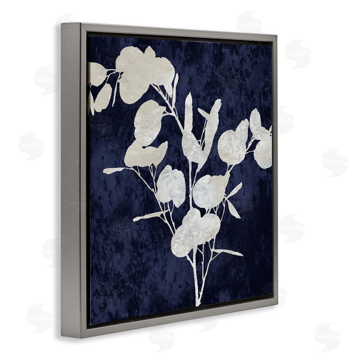 Danielle Carson Abstract Plant Leaves Modern Botanical Shapes Gray Floating Frame Canvas Wall Art Print
