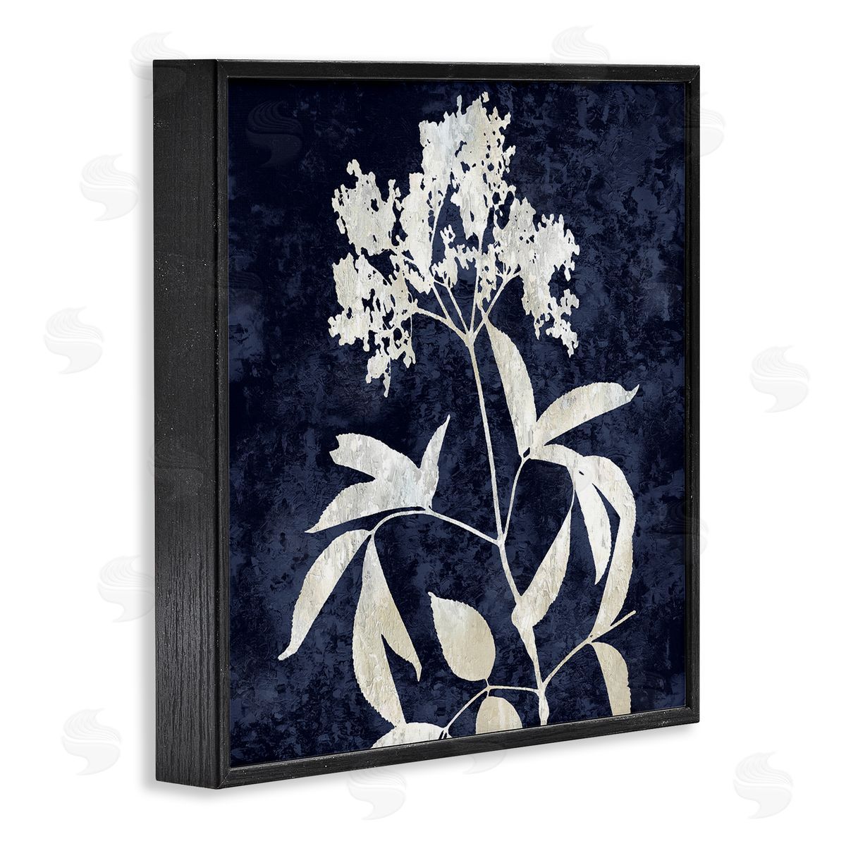 Danielle Carson Contemporary Flower Sprig Botanical Leaves Shapes Design Black Framed Glicee Wall Art Print