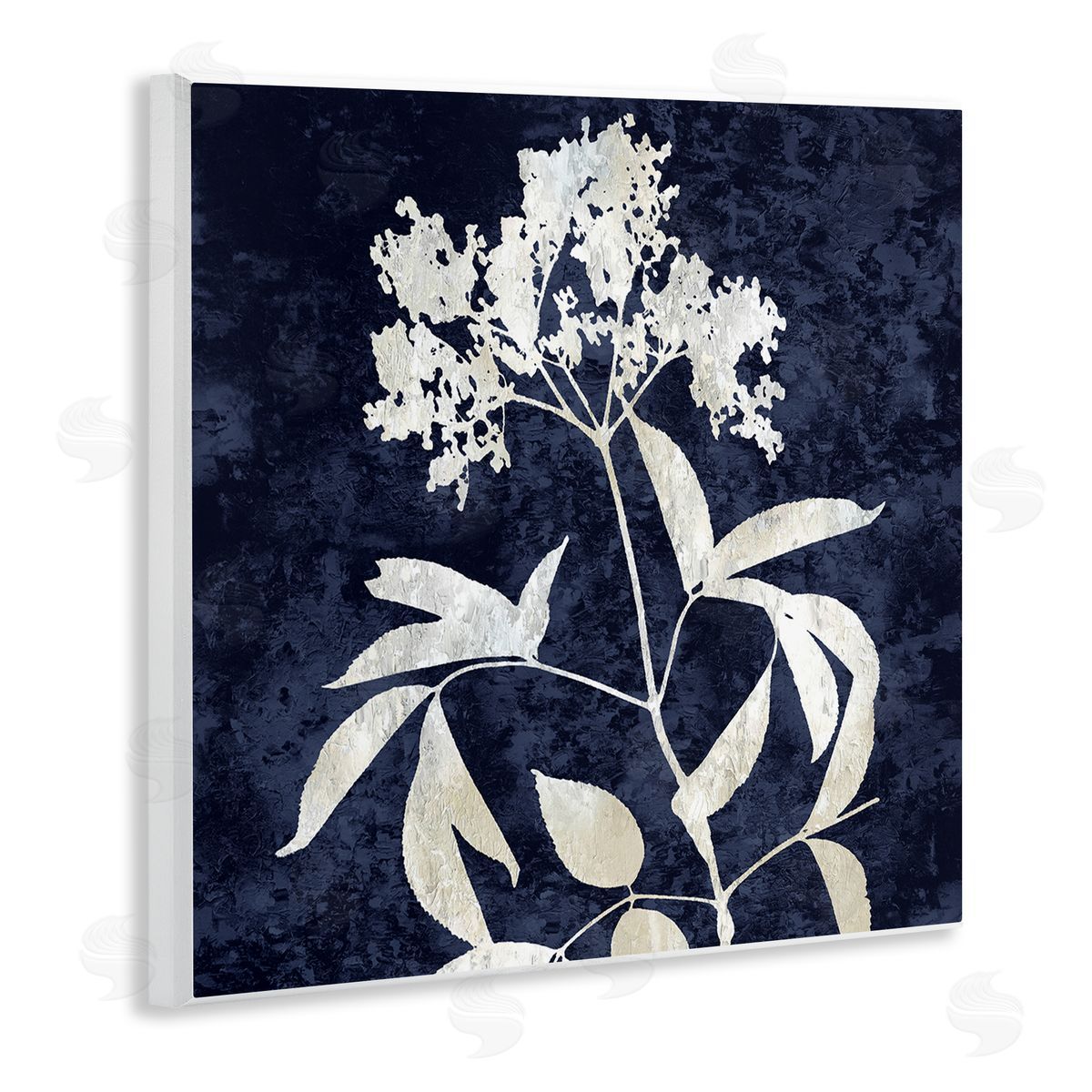 Danielle Carson Contemporary Flower Sprig Botanical Leaves Shapes Design Wooden Wall Plaque Art Print