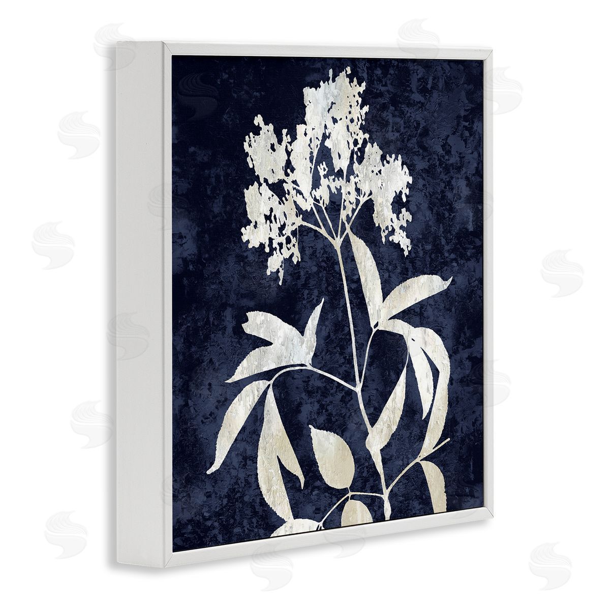 Danielle Carson Contemporary Flower Sprig Botanical Leaves Shapes Design White Framed Glicee Wall Art Print