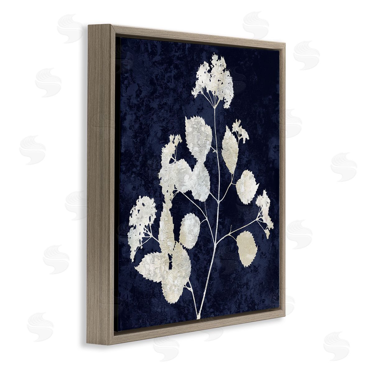 Danielle Carson Detailed Abstract Plant Leaves Shapes Modern Botanicals Brown Floating Frame Canvas Wall Art Print