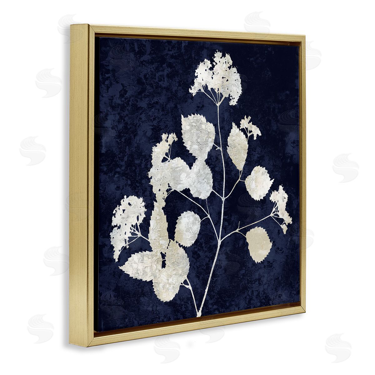 Danielle Carson Detailed Abstract Plant Leaves Shapes Modern Botanicals Gold Floating Frame Canvas Wall Art Print