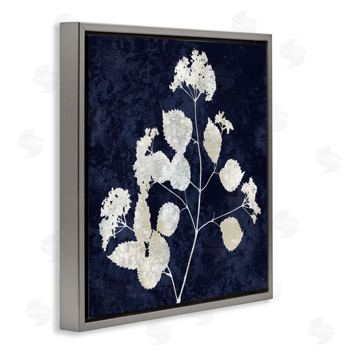 Danielle Carson Detailed Abstract Plant Leaves Shapes Modern Botanicals Gray Floating Frame Canvas Wall Art Print