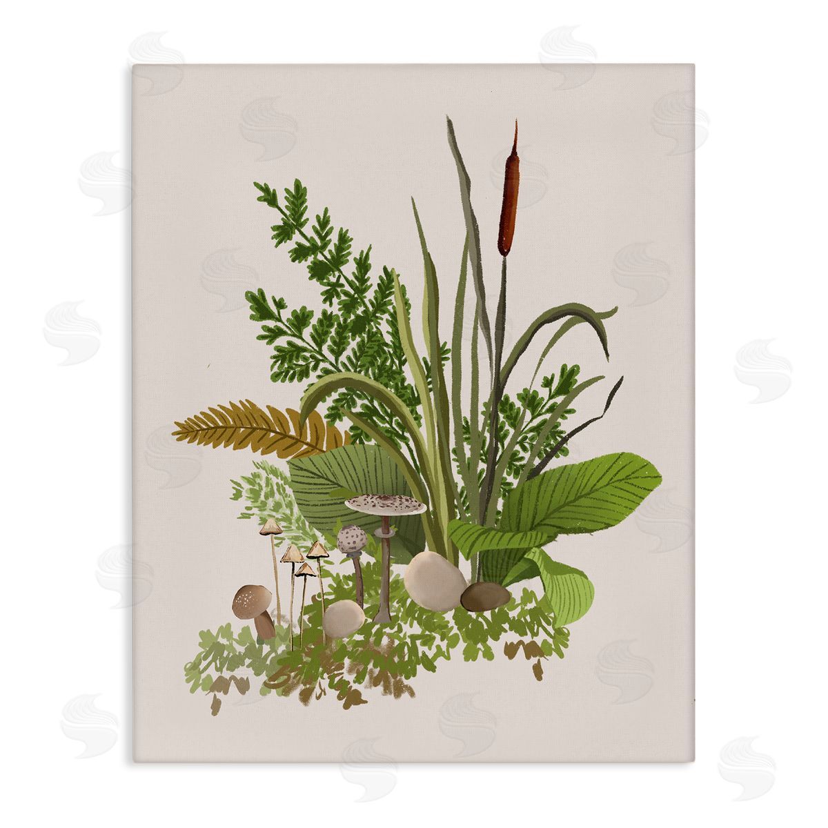 House of Rose Varied Nature Botanicals Forest Floor Mushrooms Arrangement Stretched Canvas Wall Art Print