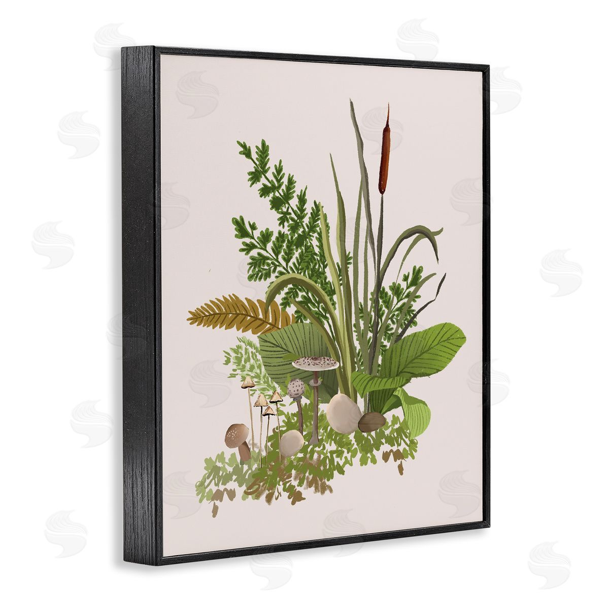 House of Rose Varied Nature Botanicals Forest Floor Mushrooms Arrangement Black Framed Giclee Wall Art Print