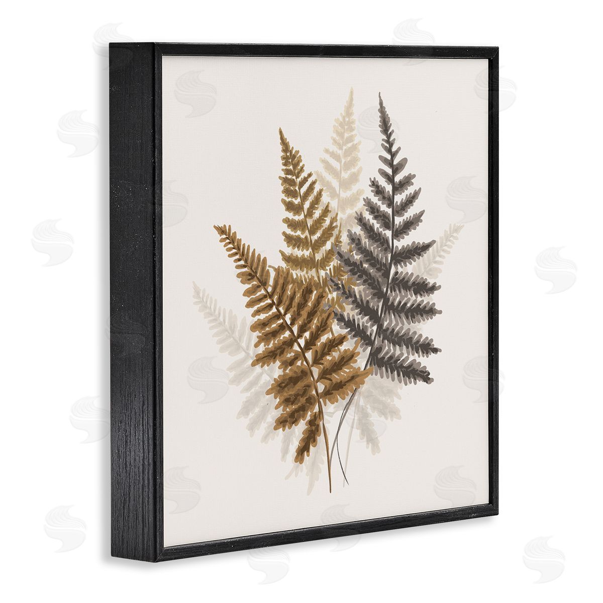 House of Rose Layered Fern Leaves Soft Botanical Earth Tones Black Framed Glicee Wall Art Print