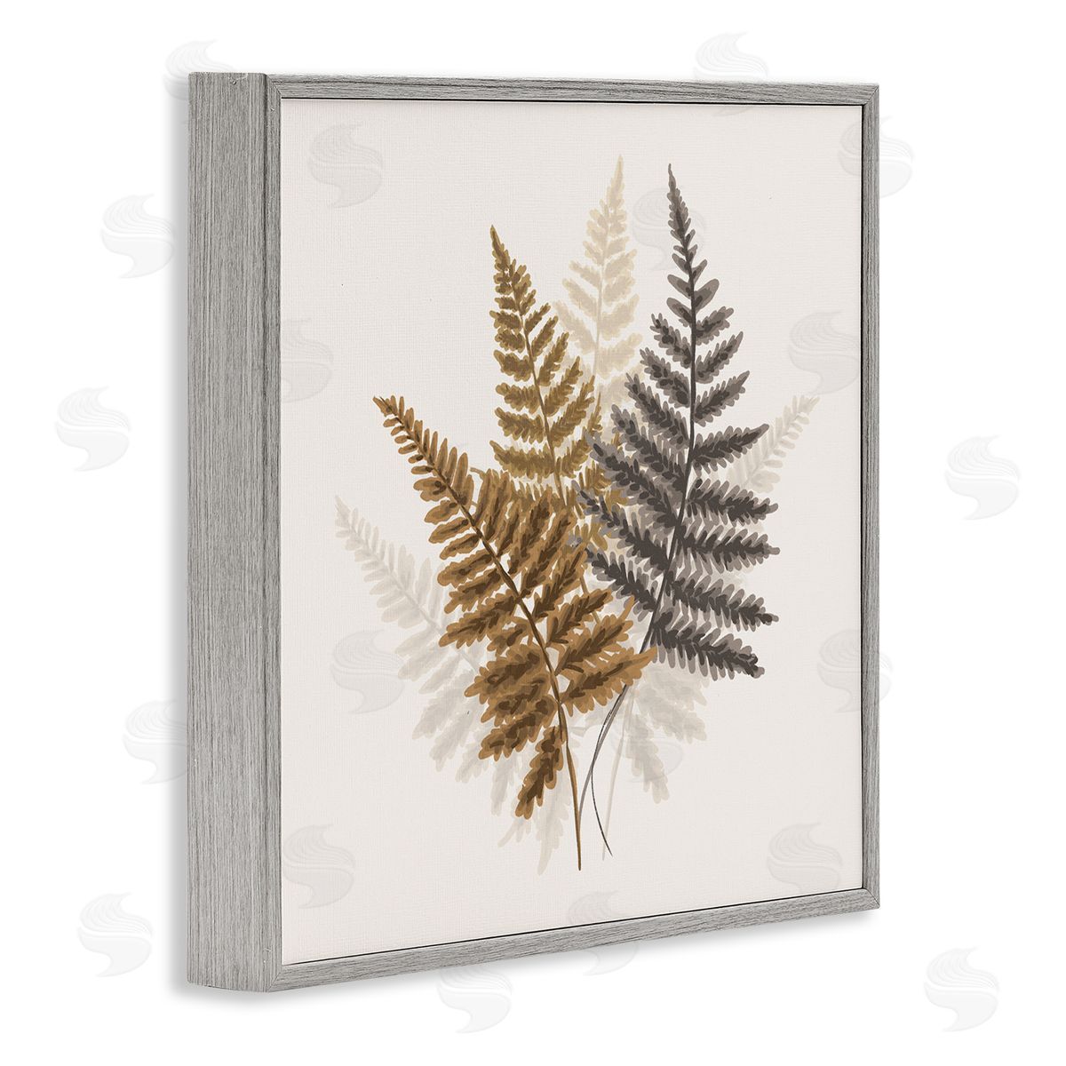 House of Rose Layered Fern Leaves Soft Botanical Earth Tones Gray Framed Glicee Wall Art Print
