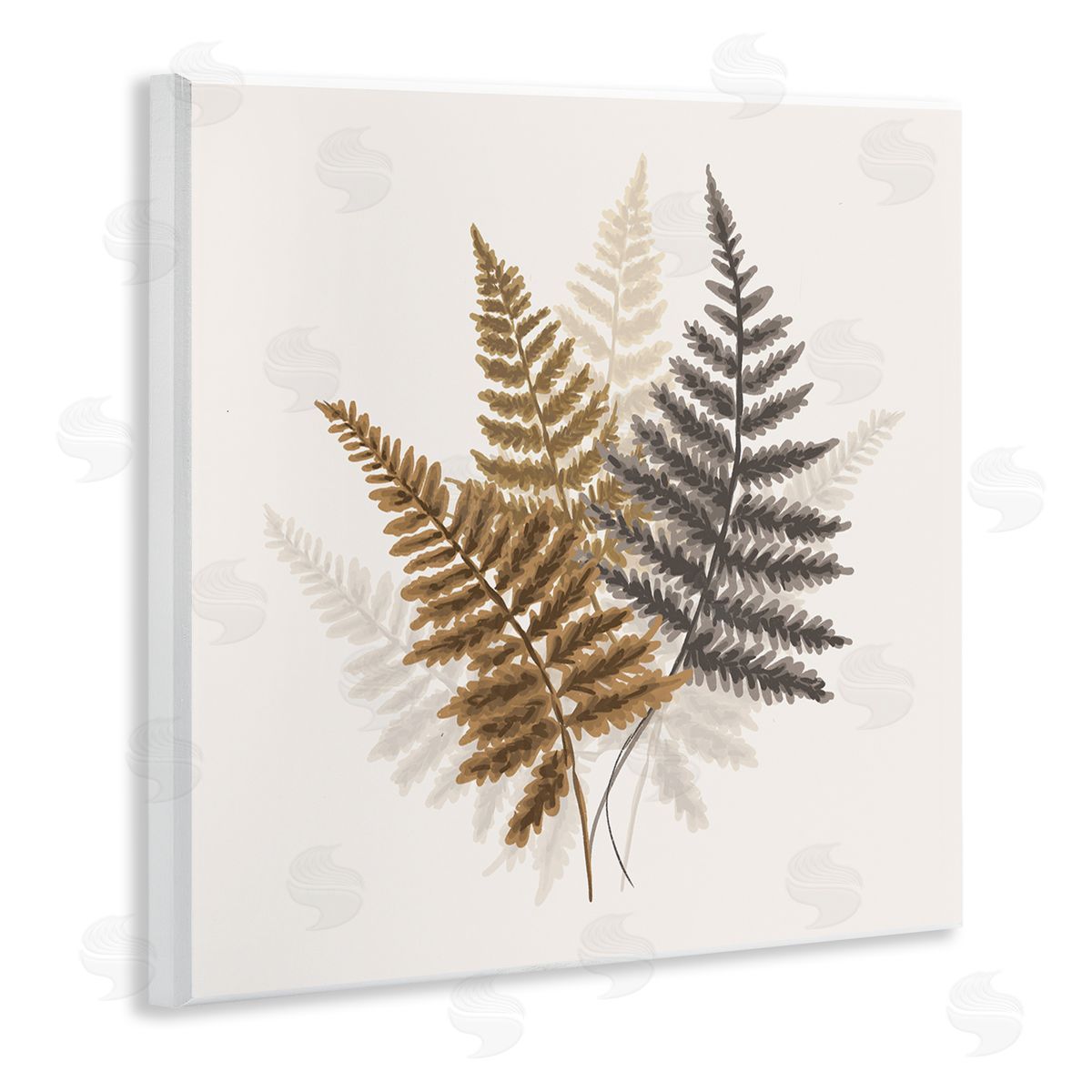 House of Rose Layered Fern Leaves Soft Botanical Earth Tones Wooden Wall Plaque Art Print