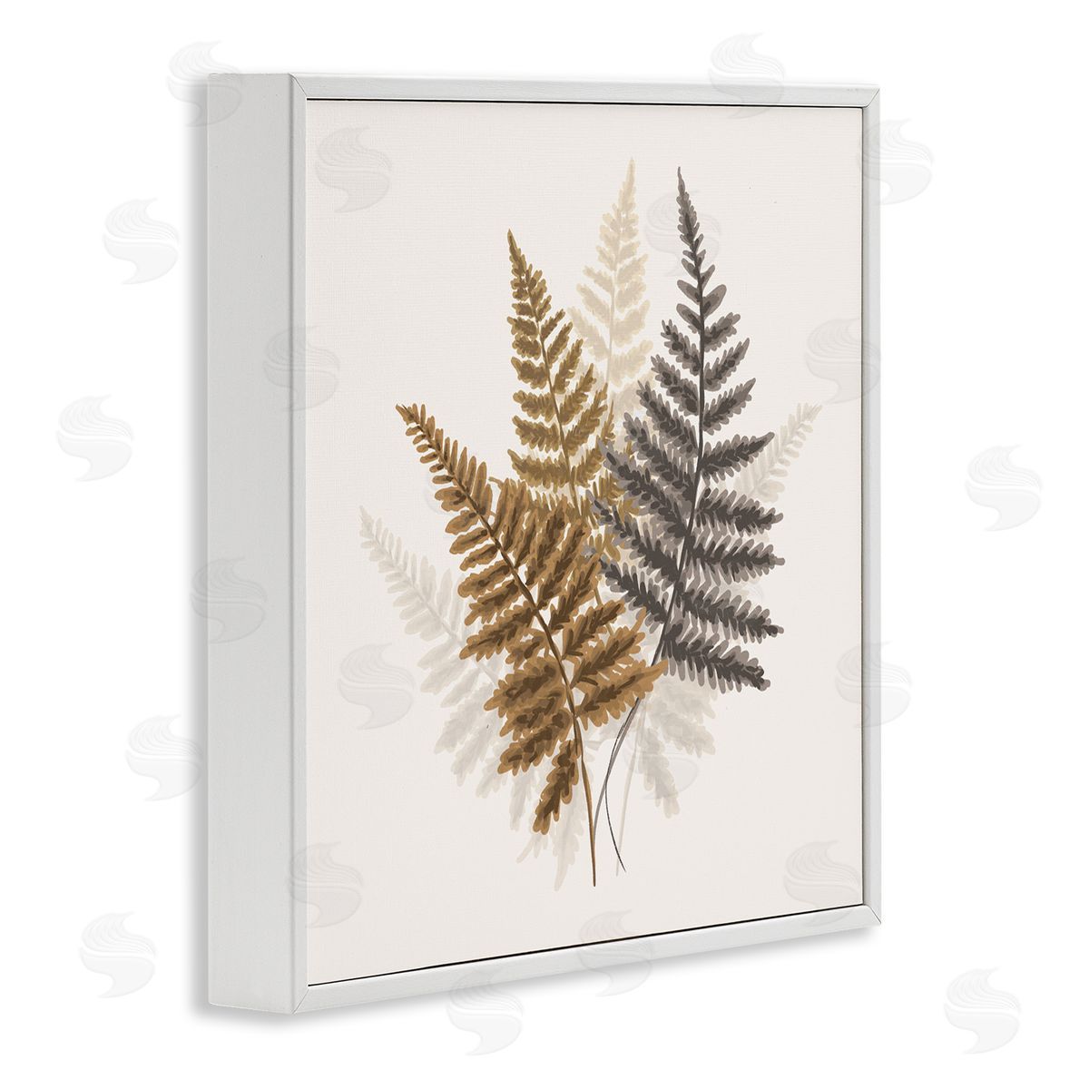 House of Rose Layered Fern Leaves Soft Botanical Earth Tones White Framed Glicee Wall Art Print