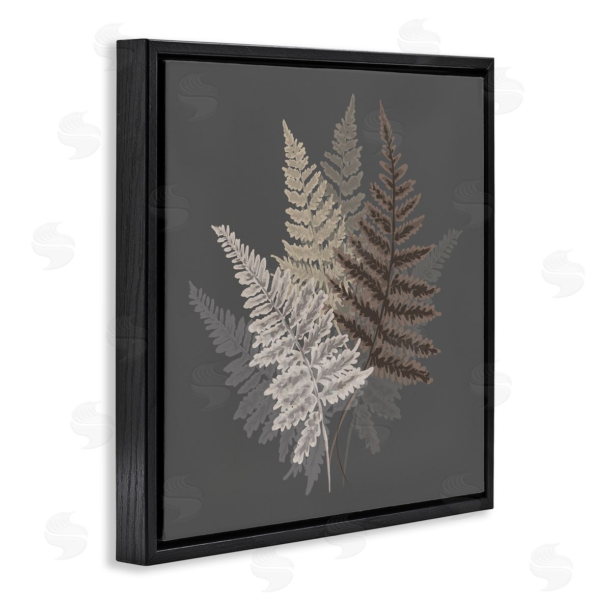 House of Rose Botanical Fern Leaves Modern Layered Nature Design Black Floating Frame Canvas Wall Art Print