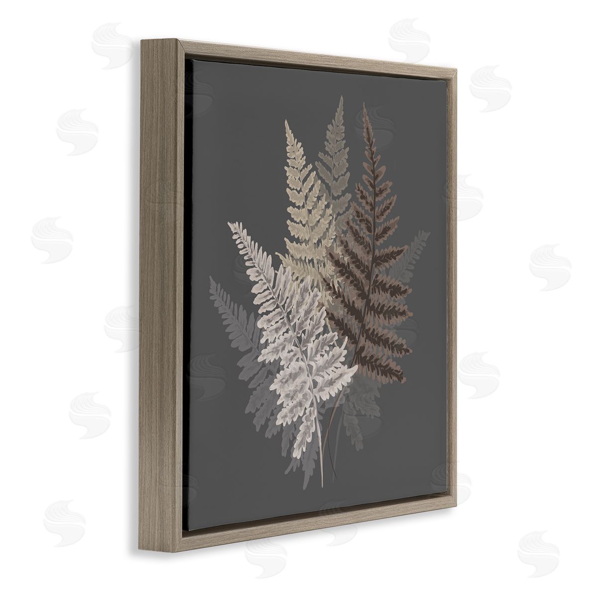 House of Rose Botanical Fern Leaves Modern Layered Nature Design Brown Floating Frame Canvas Wall Art Print