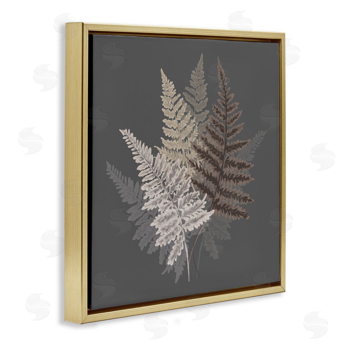 House of Rose Botanical Fern Leaves Modern Layered Nature Design Gold Floating Frame Canvas Wall Art Print