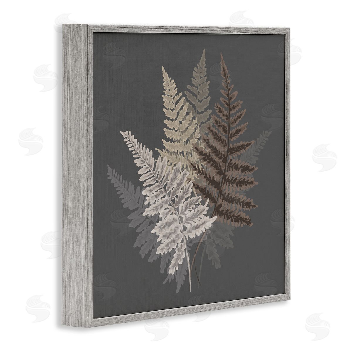 House of Rose Botanical Fern Leaves Modern Layered Nature Design Gray Framed Glicee Wall Art Print