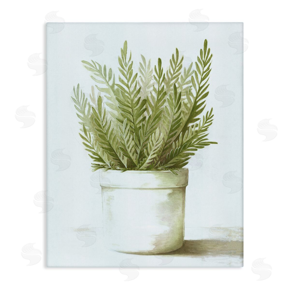 Dogwood Portfolio Traditional Green Plant Leaves Emerging Herbal Botanicals Stretched Canvas Wall Art Print