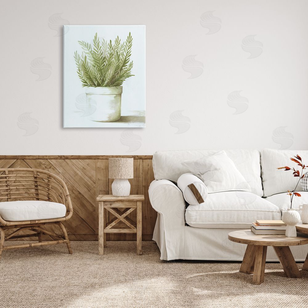 Dogwood Portfolio Traditional Green Plant Leaves Emerging Herbal Botanicals Canvas Wall Art Print in Room