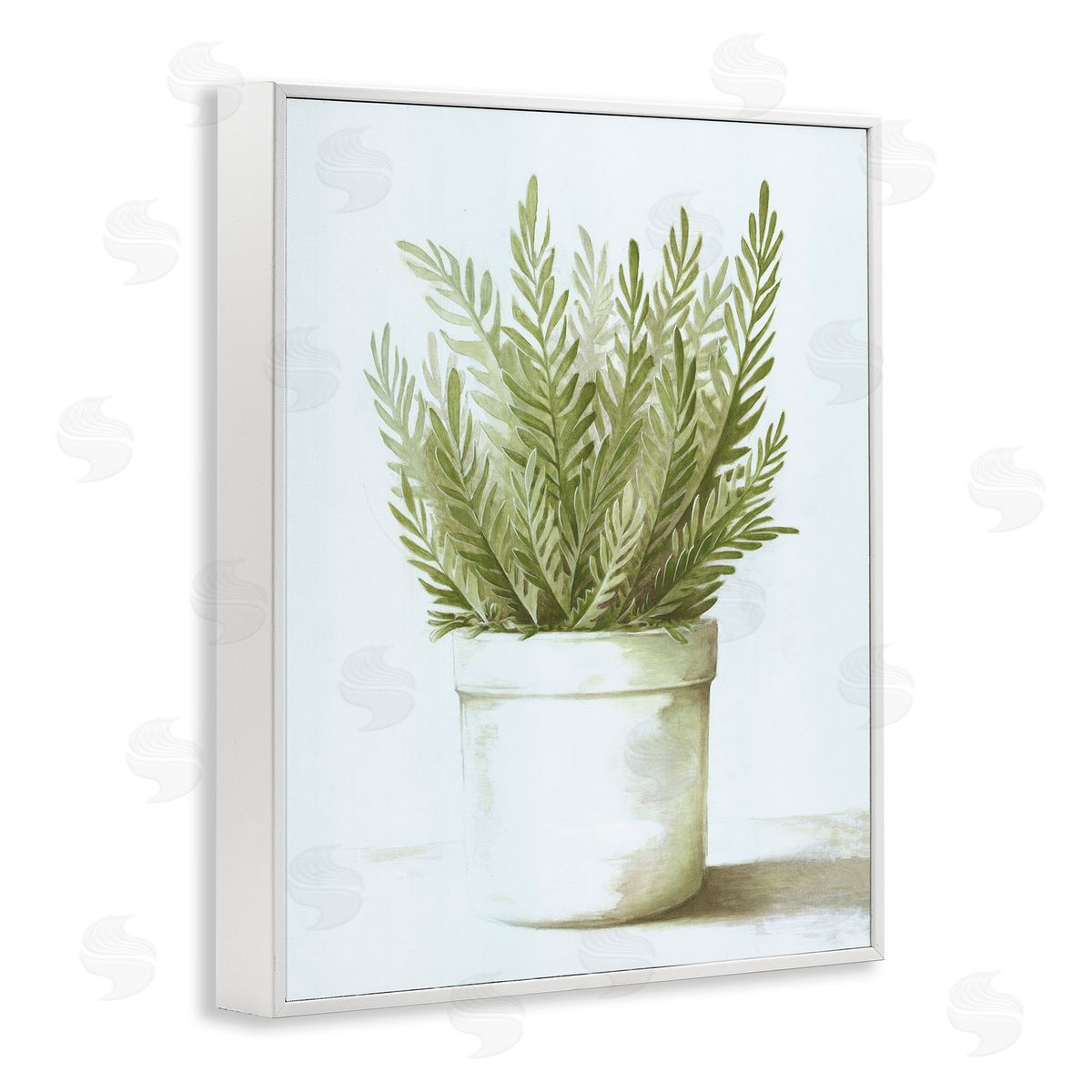 Dogwood Portfolio Traditional Green Plant Leaves Emerging Herbal Botanicals White Framed Giclee Wall Art Print