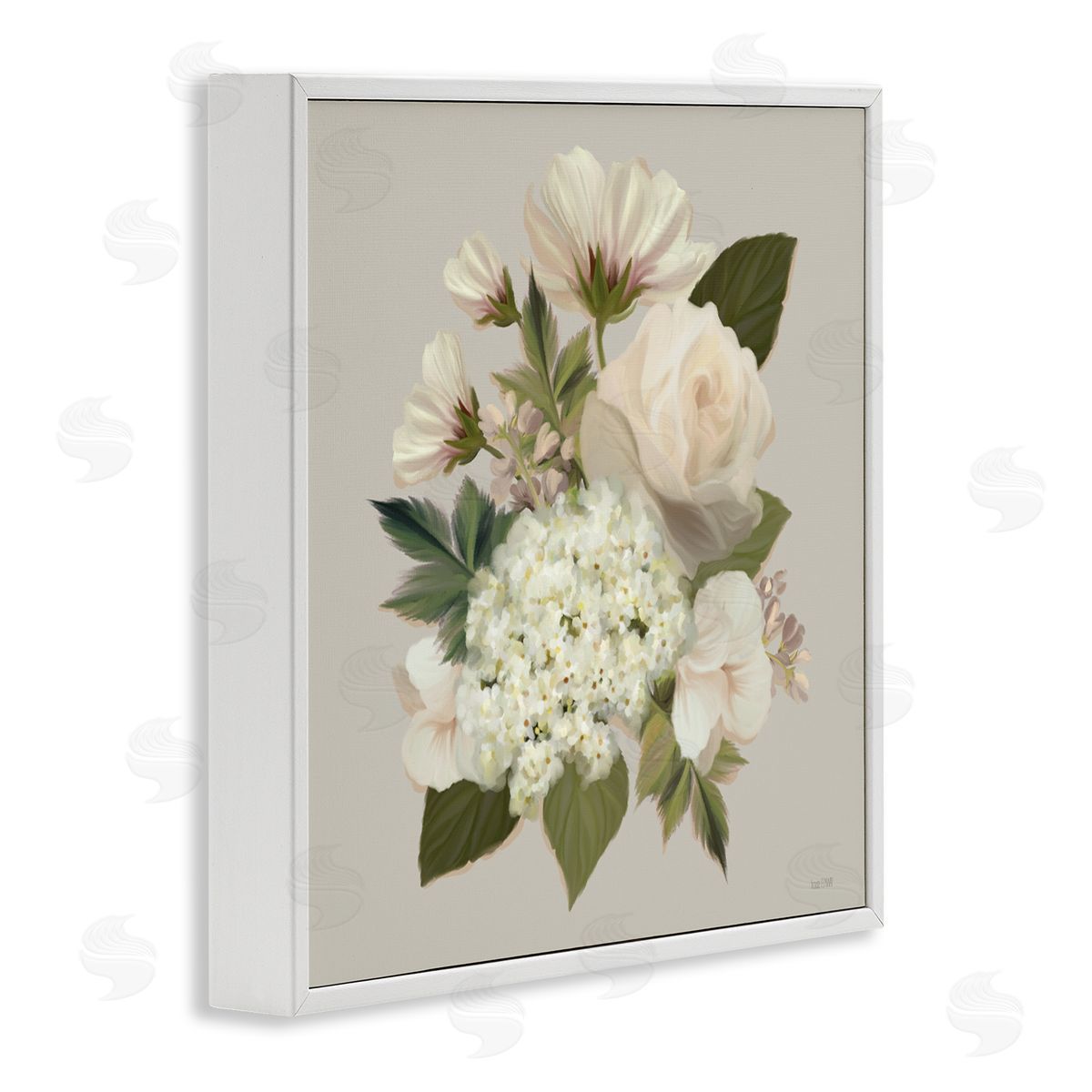 House Fenway Delicate Flower Blossom Arrangement Soft Mixed Botanicals White Framed Glicee Wall Art Print