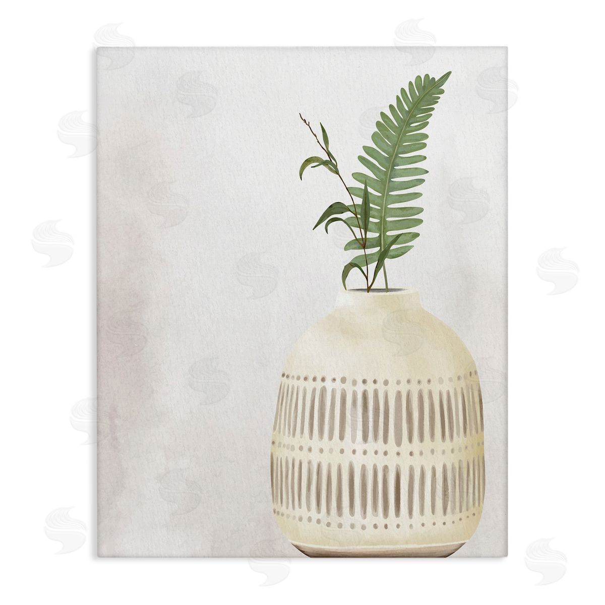 Kim Allen Varied Herb Plant Sprigs Natural Patterned Vase  Stretched Canvas Wall Art Print