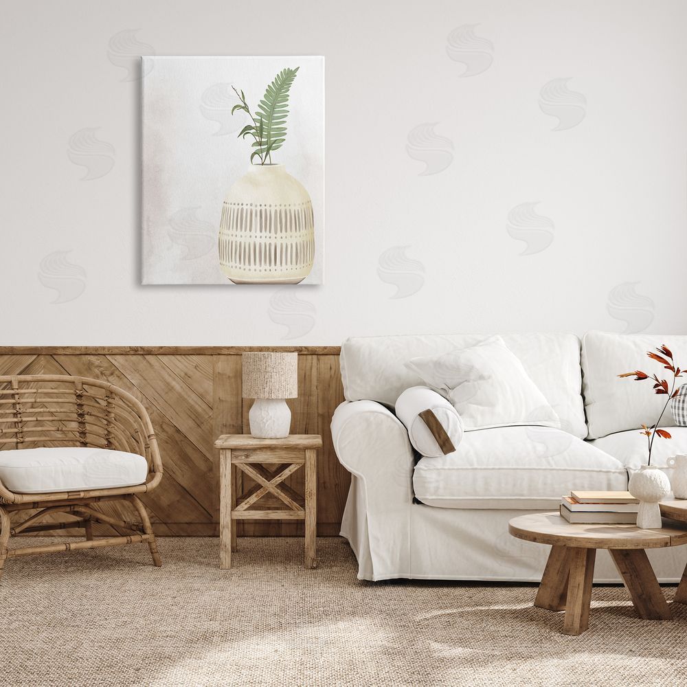 Kim Allen Varied Herb Plant Sprigs Natural Patterned Vase  Canvas Wall Art Print in Room