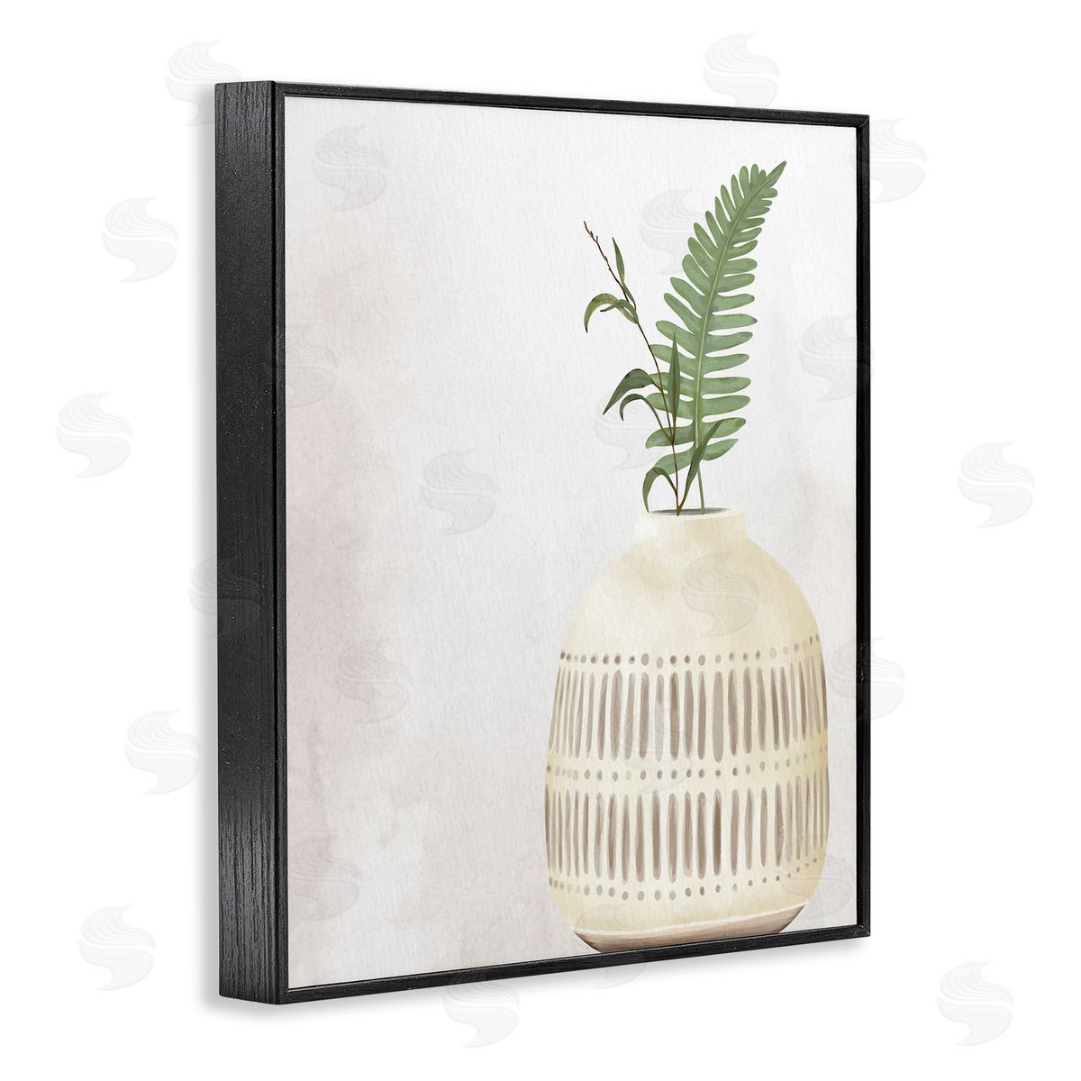 Kim Allen Varied Herb Plant Sprigs Natural Patterned Vase  Black Framed Giclee Wall Art Print