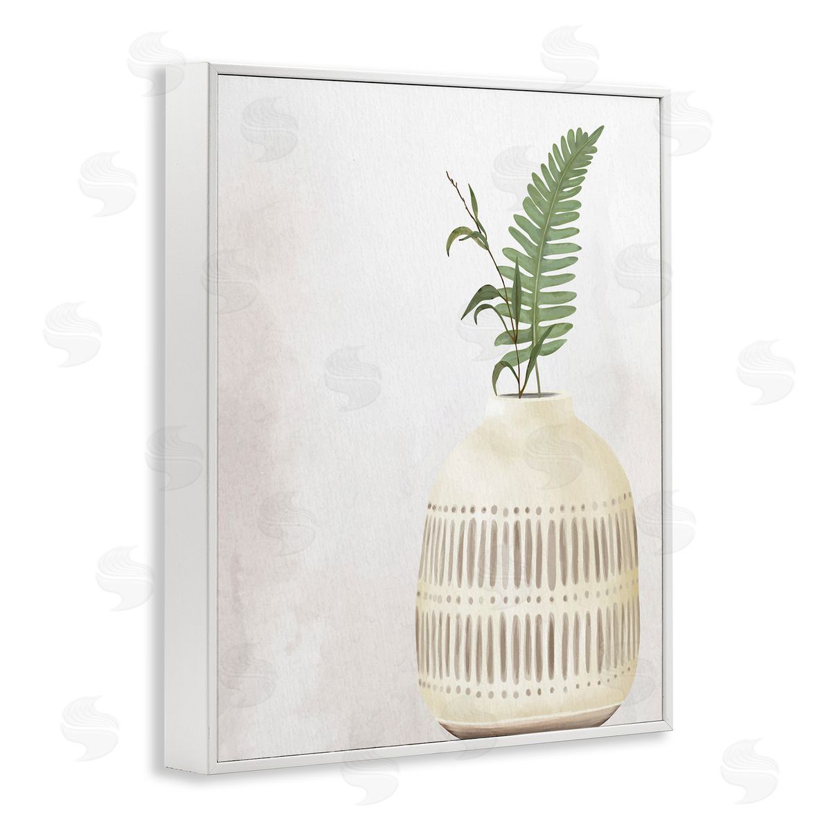 Kim Allen Varied Herb Plant Sprigs Natural Patterned Vase  White Framed Giclee Wall Art Print